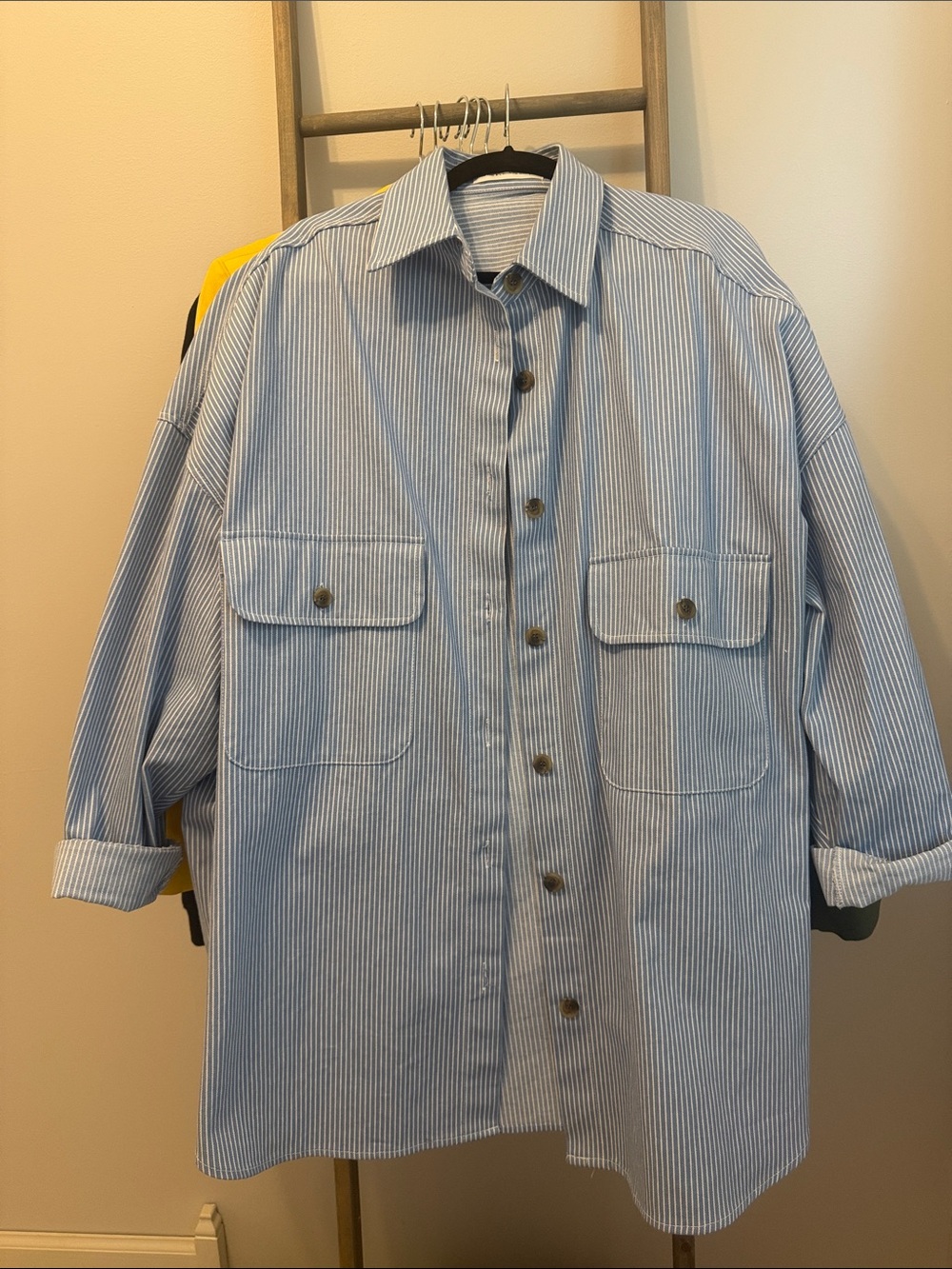 The Frankie Shop Light Blue Striped Button-Down Shirt